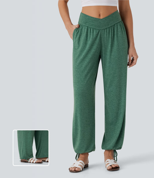 High Waisted Pocket Drawstring Casual Joggers