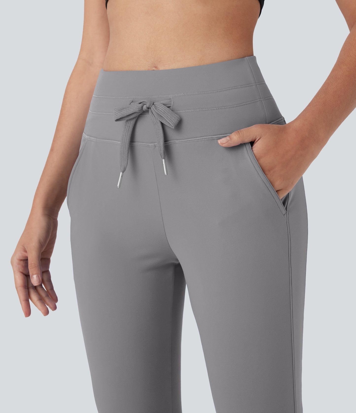 High Waisted Drawstring Pocket Yoga Pedal Pusher Joggers
