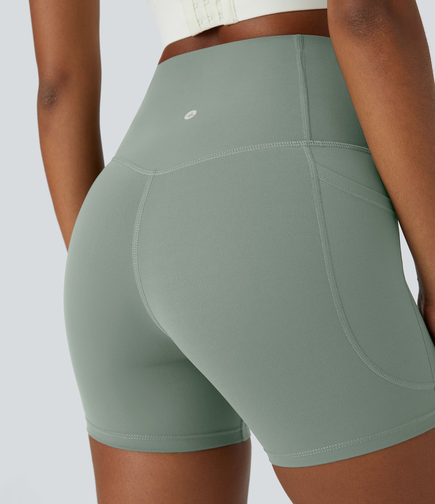 Høy midje magekontroll sidelommer formende treningsbiker shorts 12,5 cm