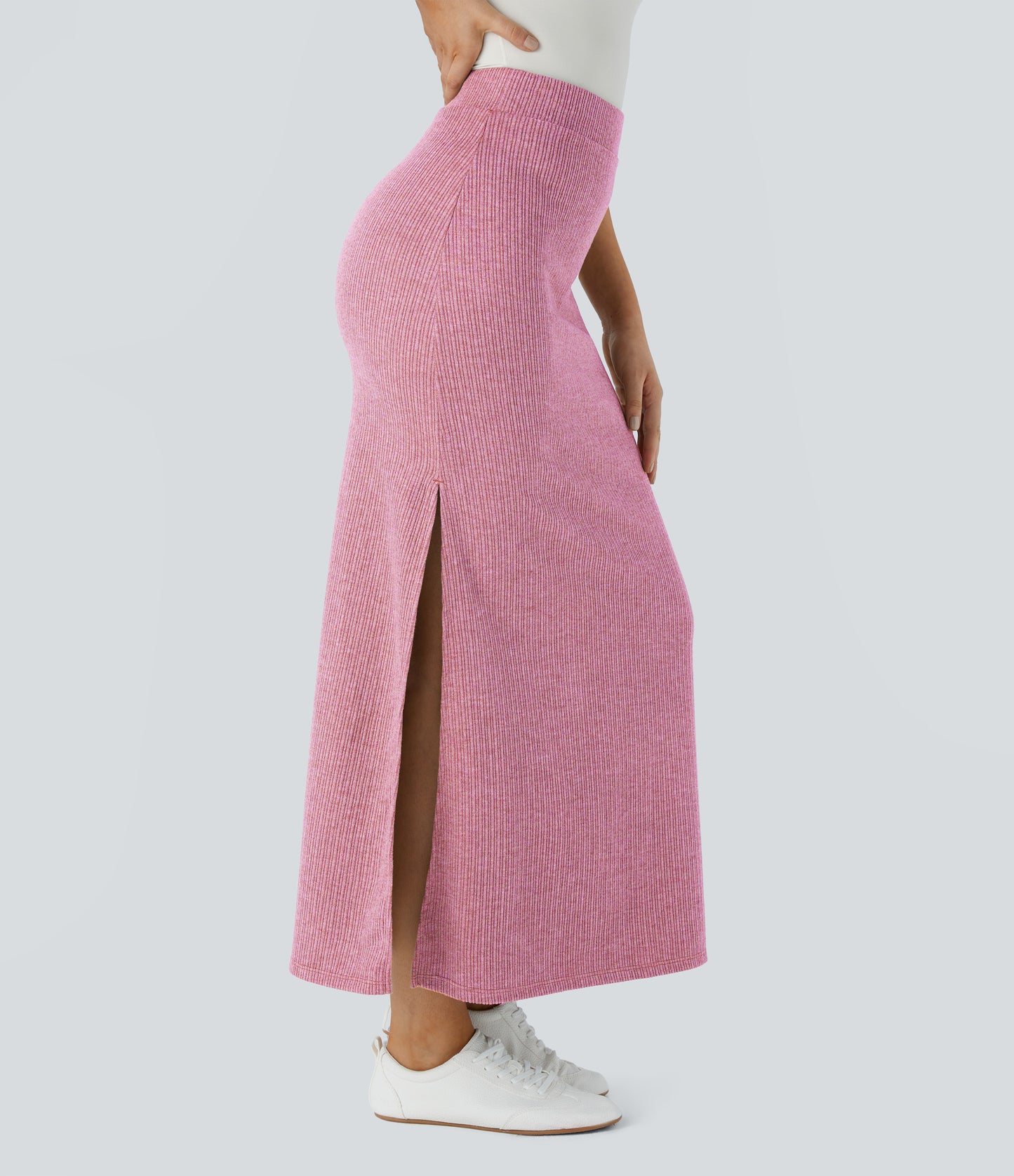 High Waisted Hem A Line Maxi Casual Skirt