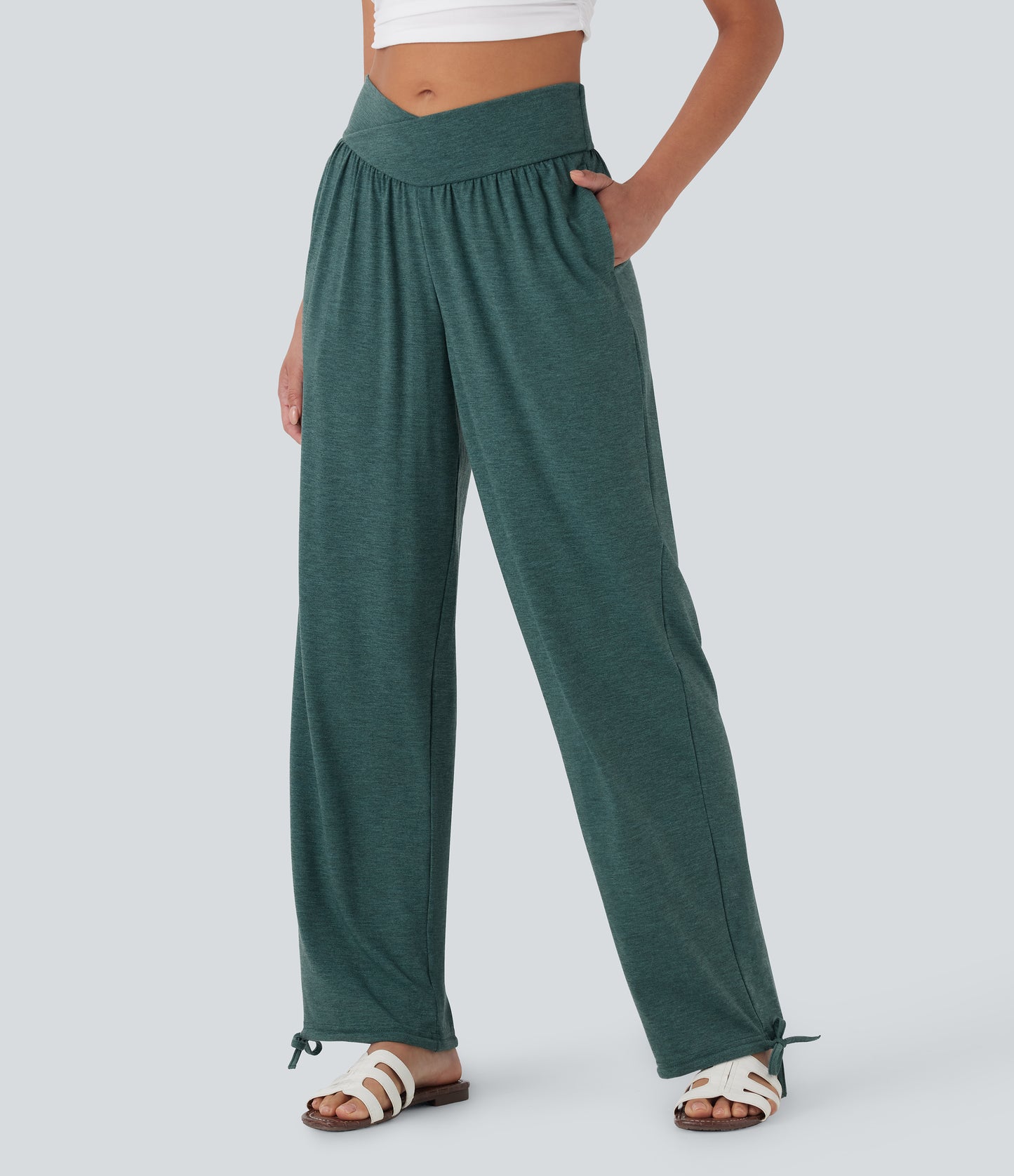 High Waisted Pocket Drawstring Casual Joggers