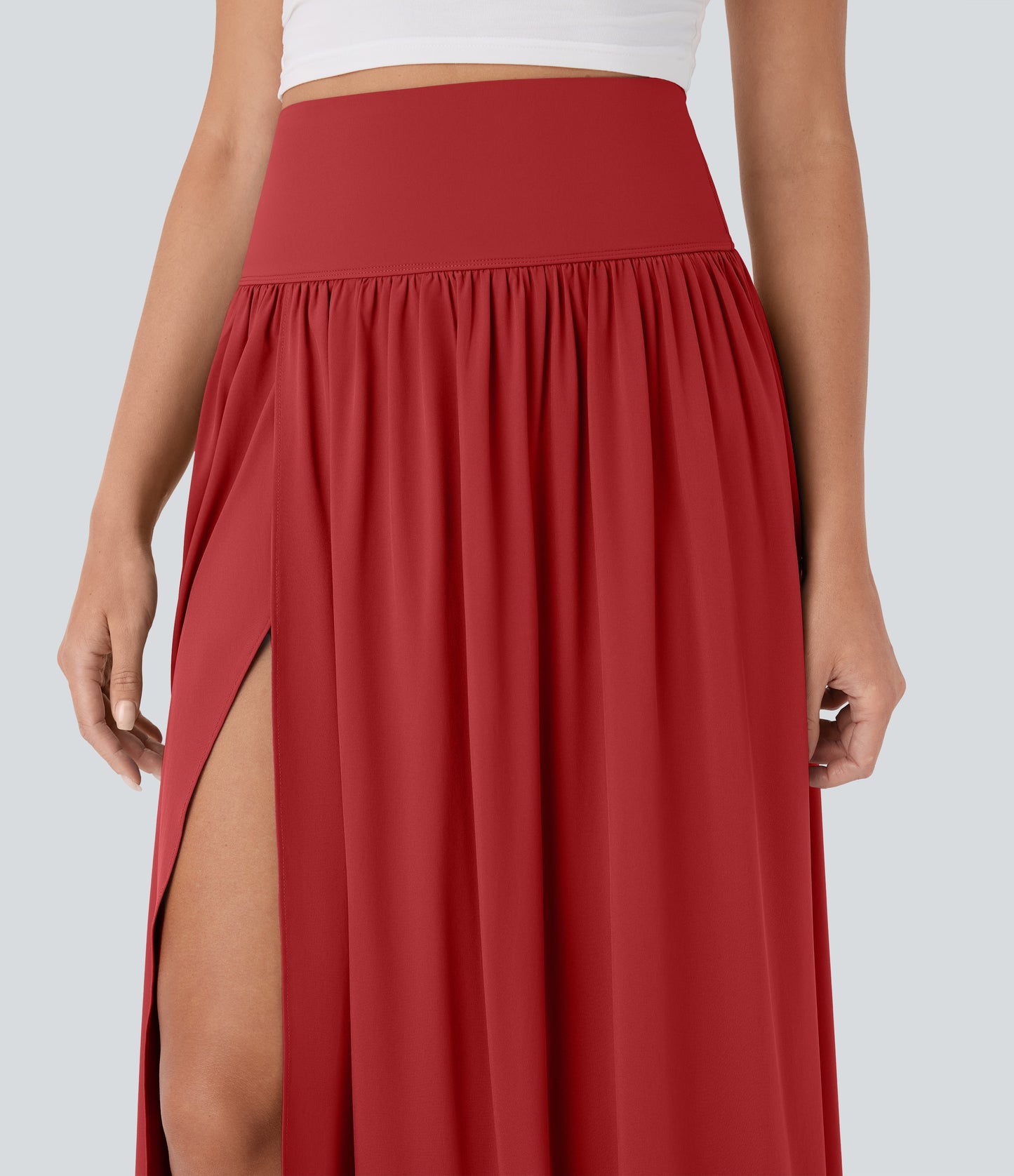 High Waisted Tummy Control 2-in-1 Flowy Quick Dry Maxi Skirt