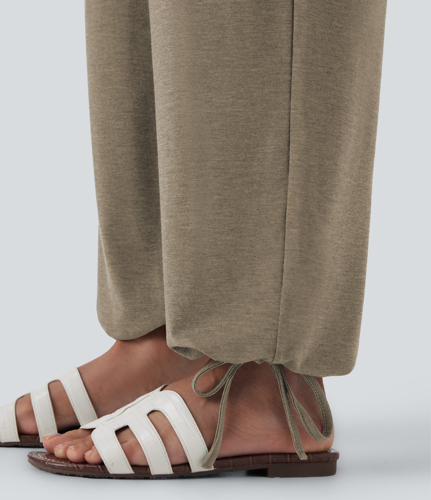 High Waisted Pocket Drawstring Casual Joggers