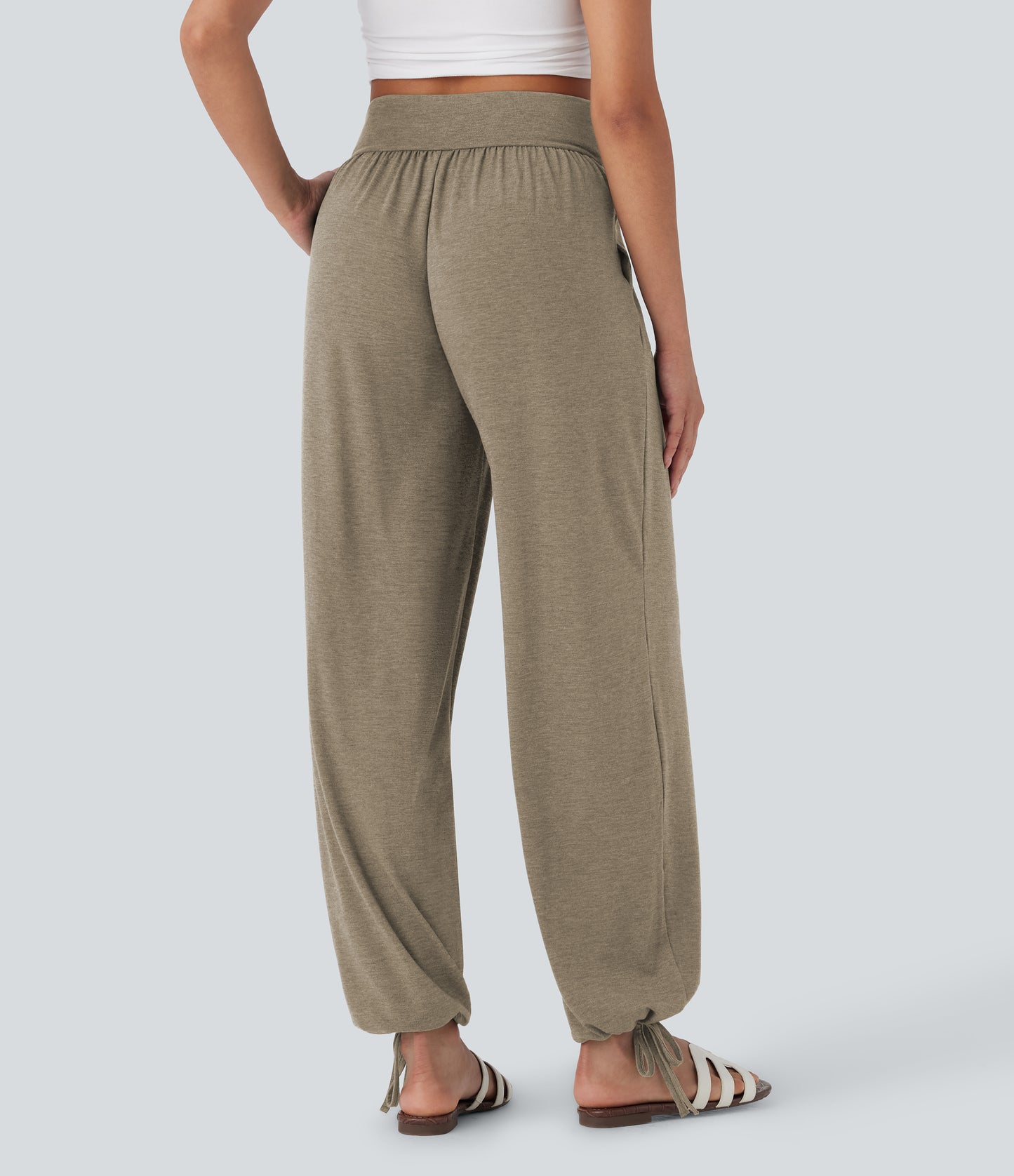 High Waisted Pocket Drawstring Casual Joggers