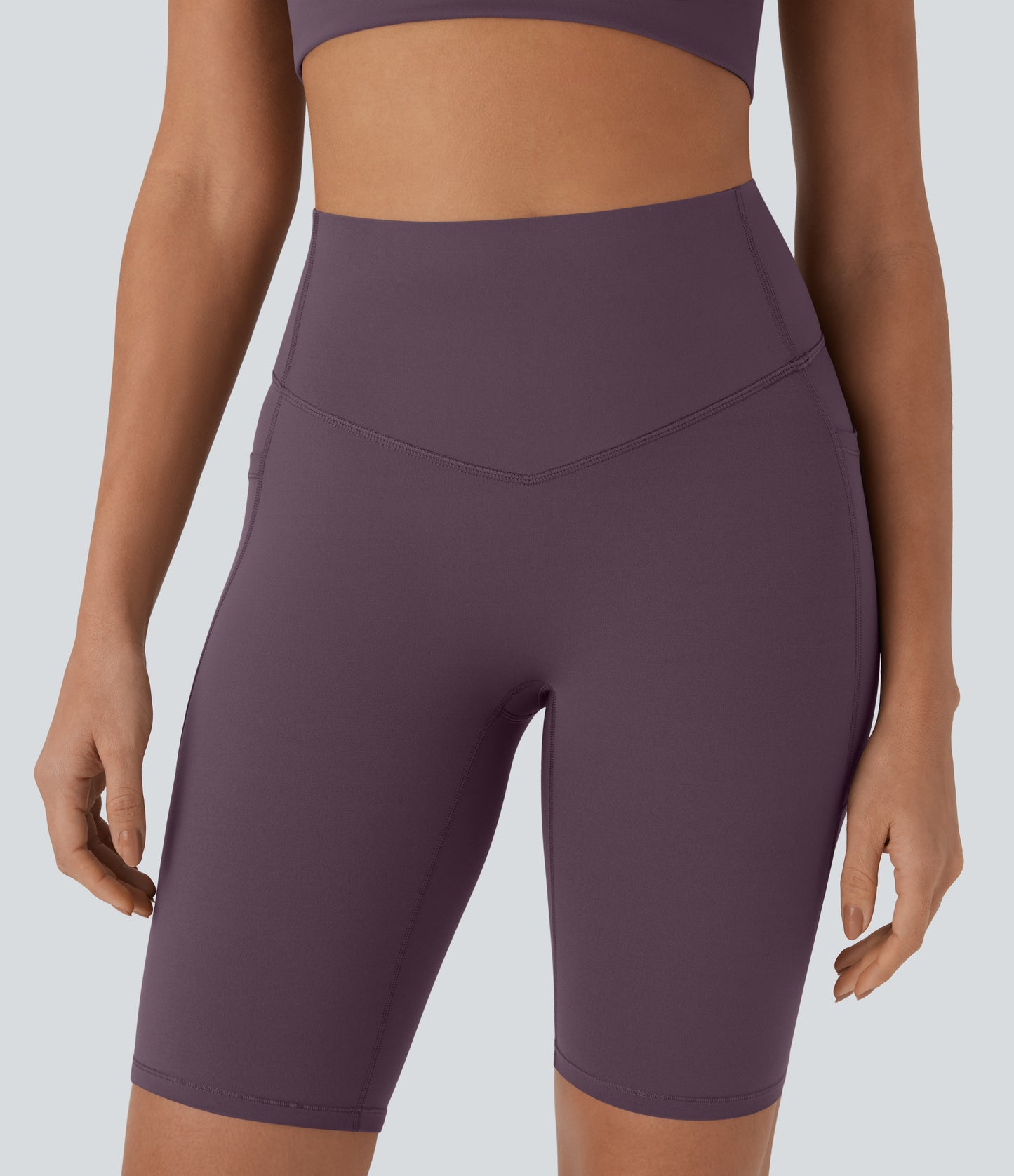 High Waisted Tummy Control Pocket Shaping Training Biker Shorts 9''