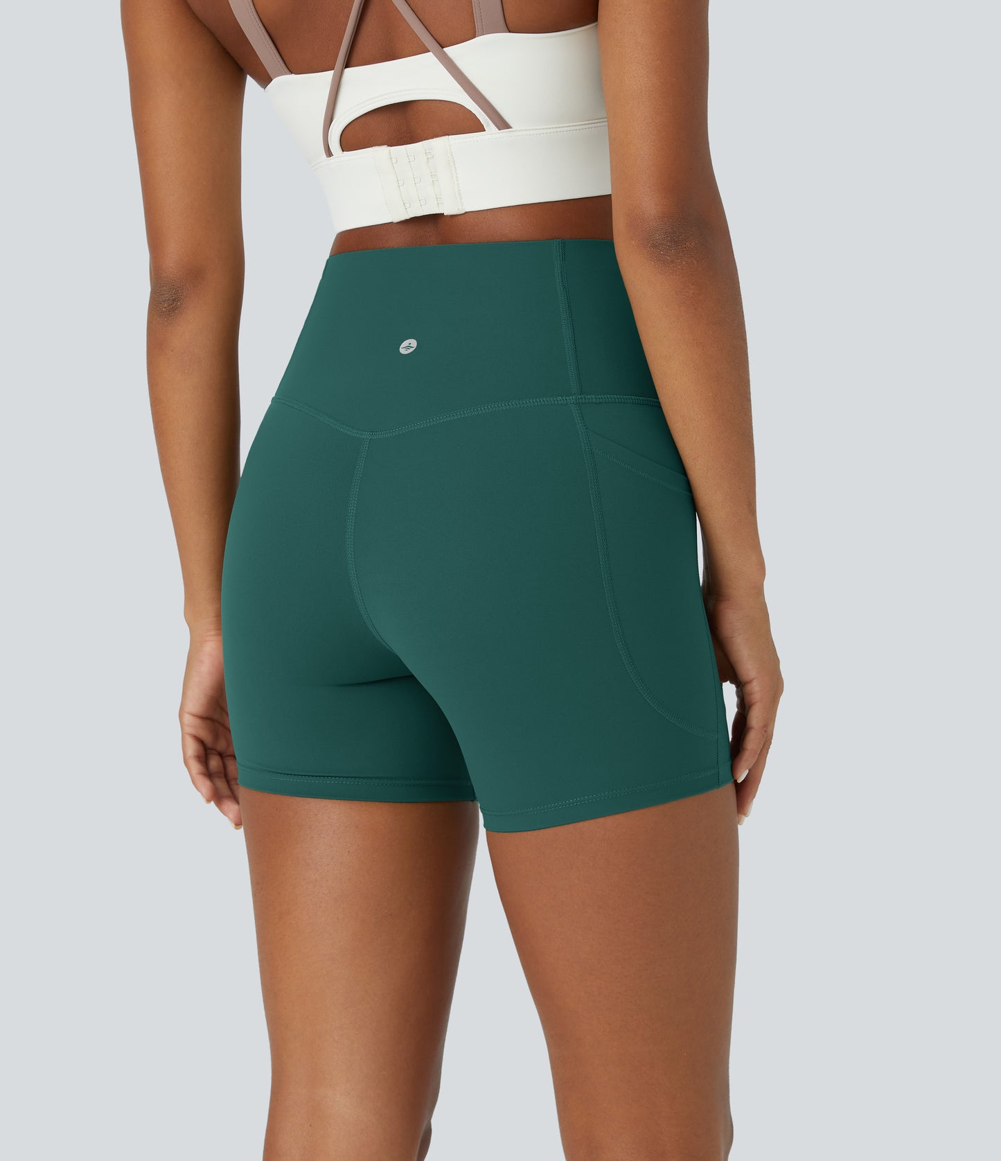Høy midje magekontroll sidelommer formende treningsbiker shorts 12,5 cm