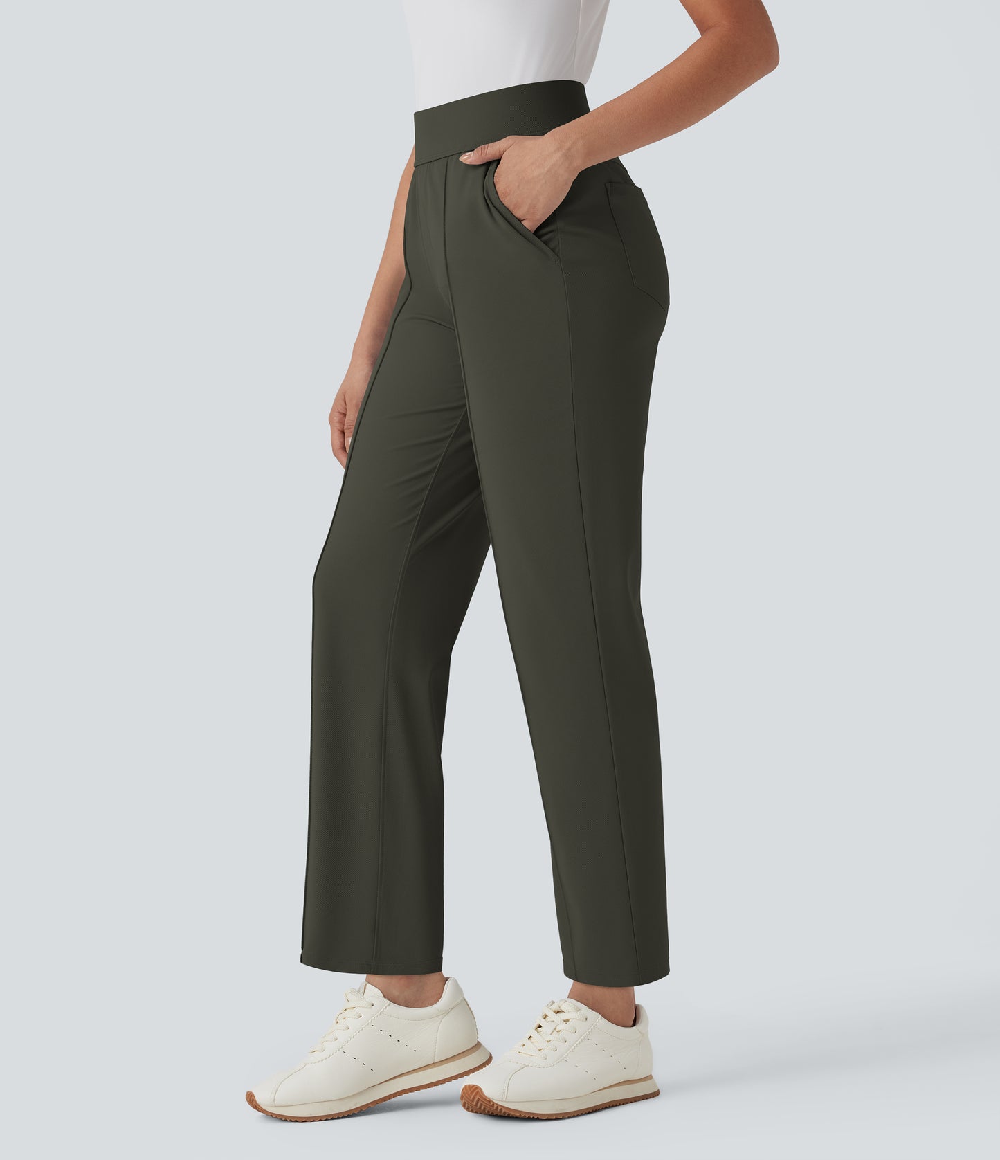 Mid High Waisted Pockets Quick Dry Golf Pants-Golf Tee-UPF40+