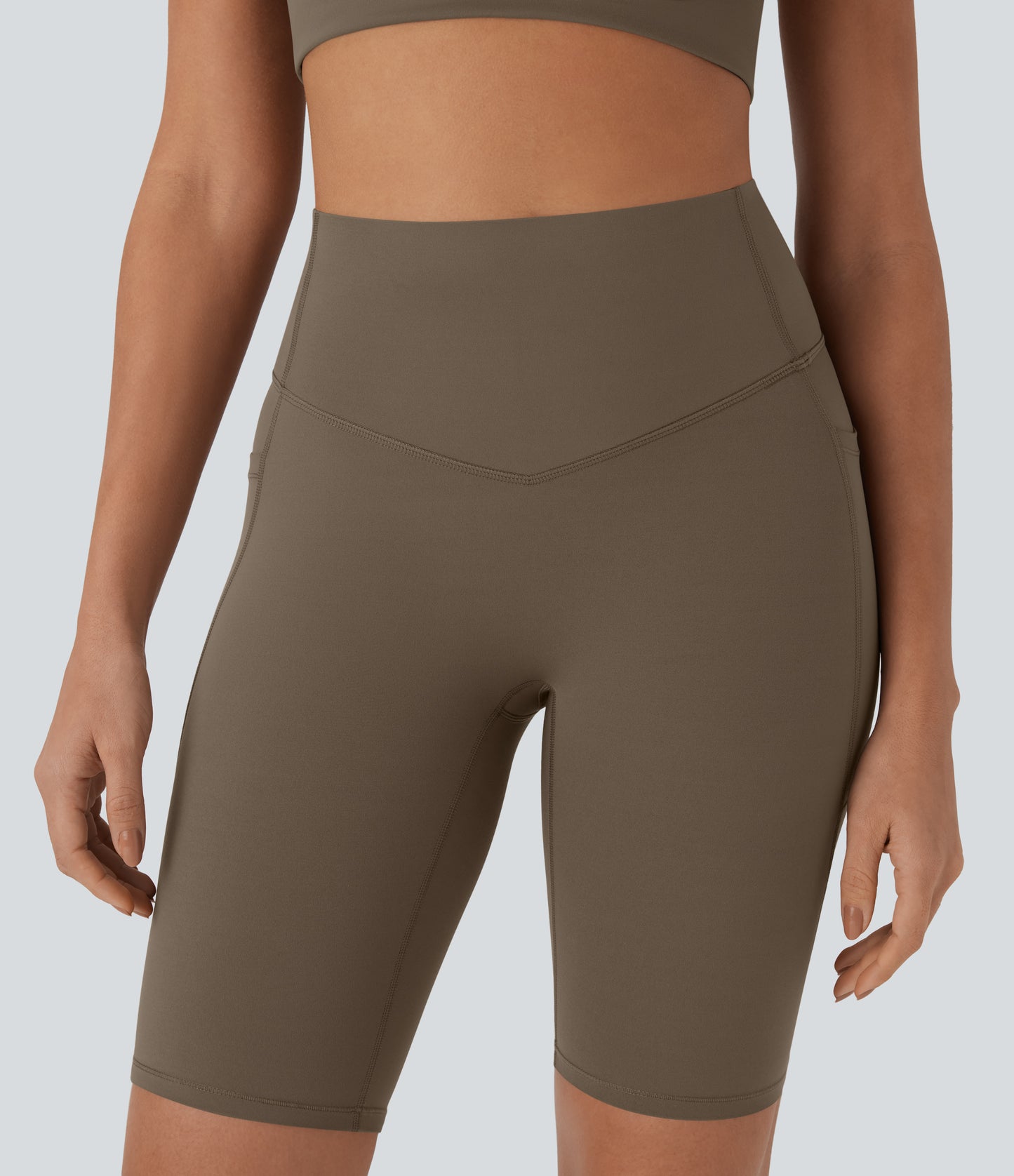 High Waisted Tummy Control Pocket Shaping Training Biker Shorts 9''