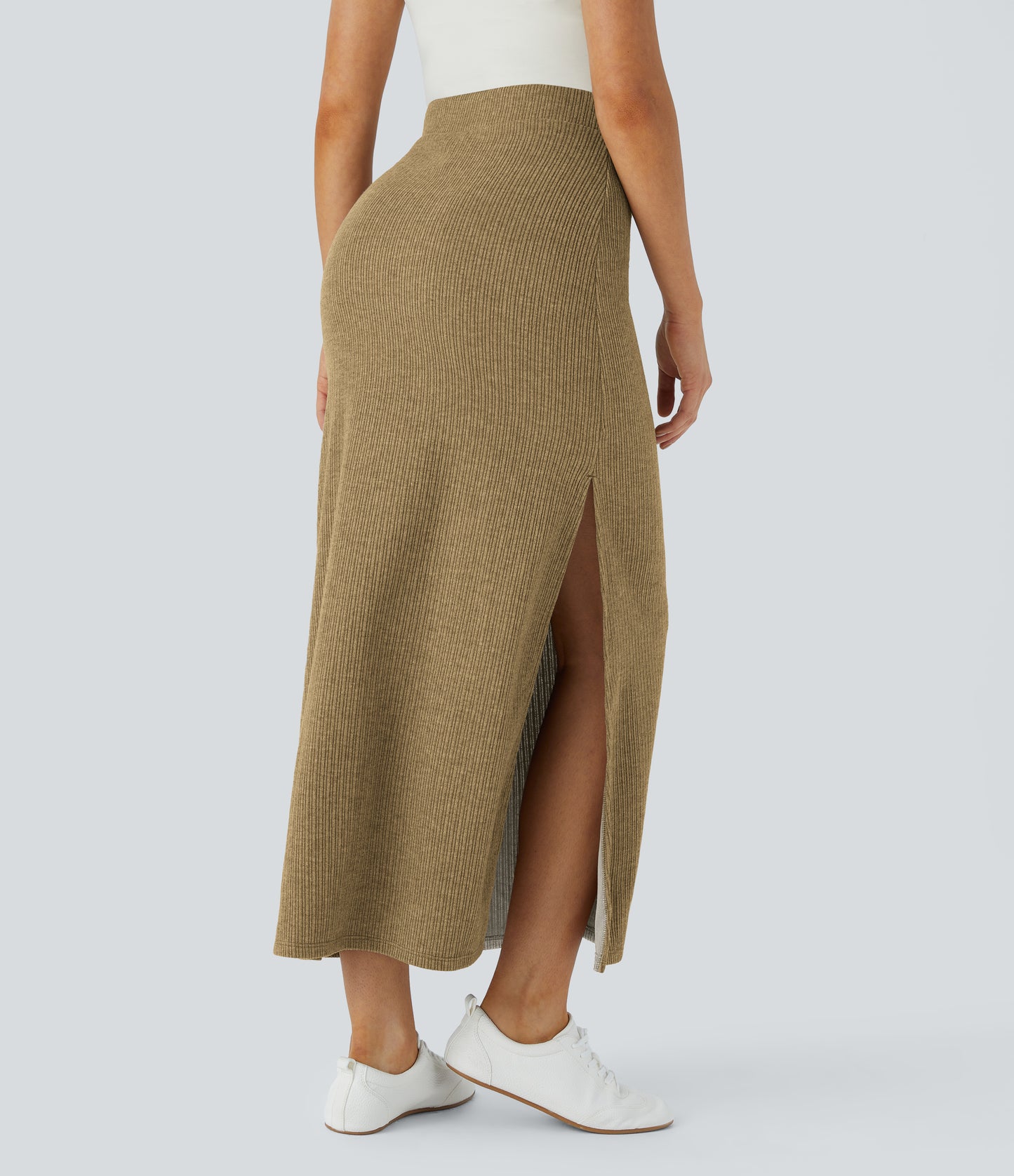 High Waisted Hem A Line Maxi Casual Skirt