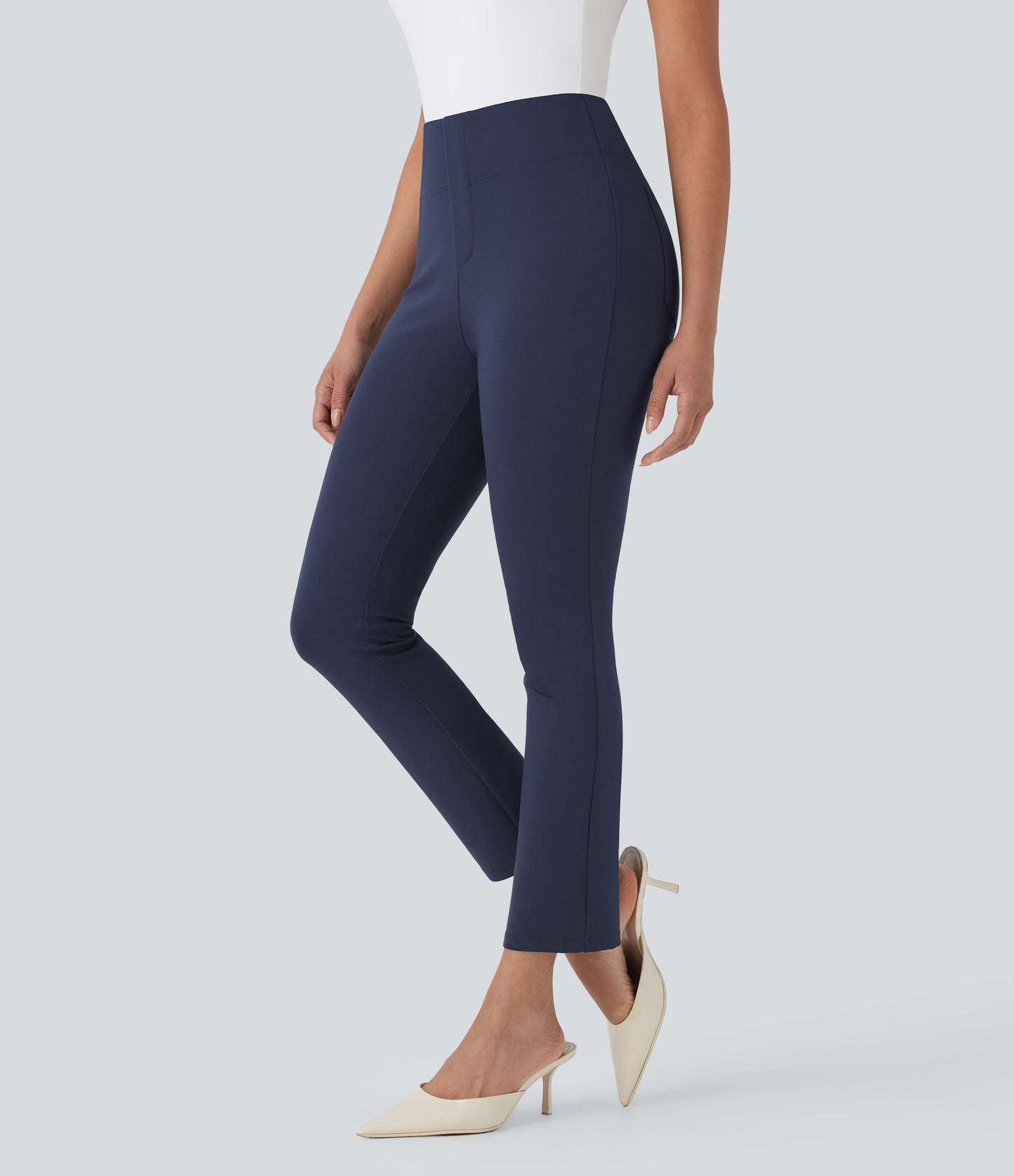 High Waisted Pocket Tapered Cropped Work Pants
