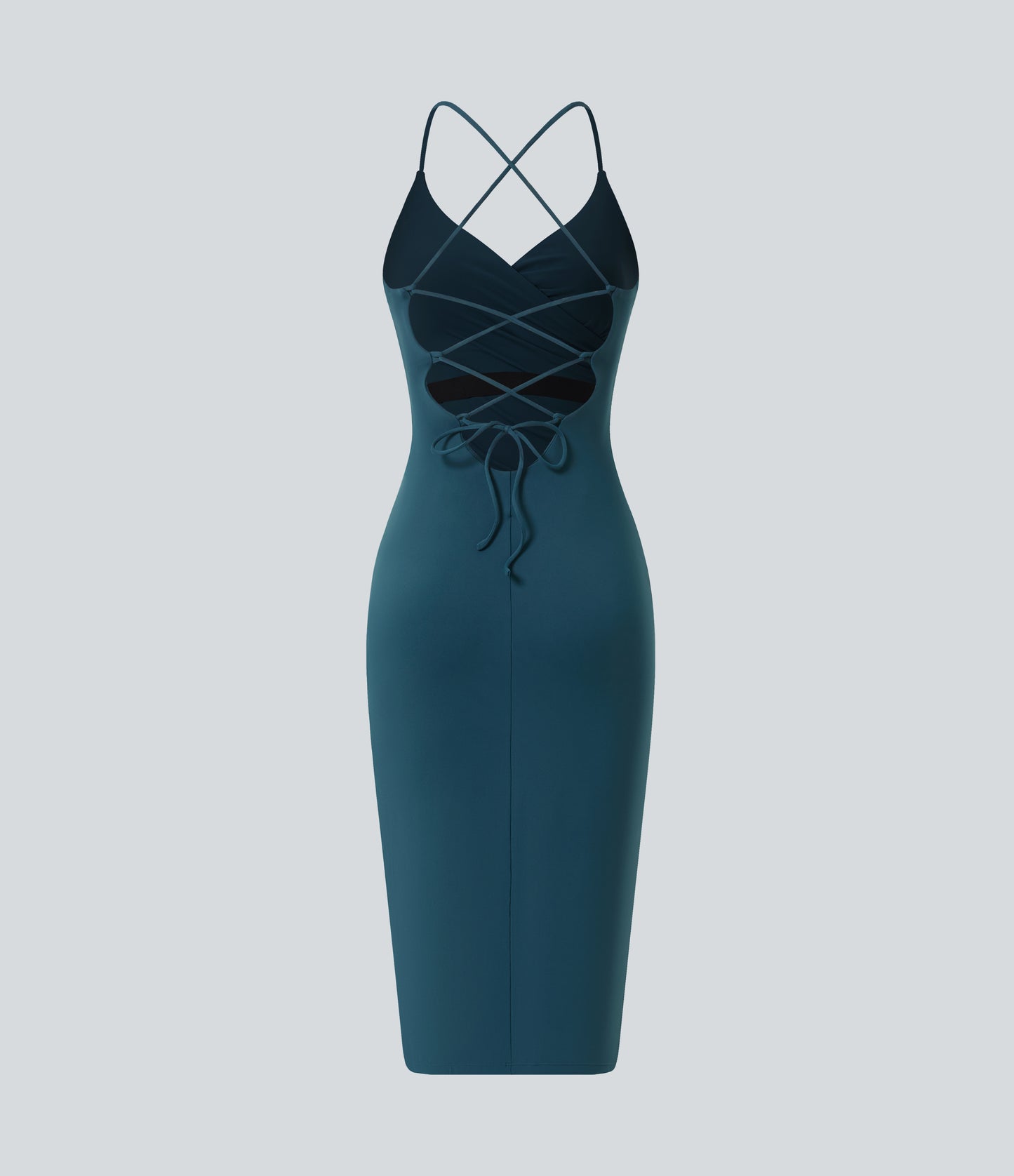 Crossover Ruched Lace Up Bodycon Cool Touch Dress-UPF50+