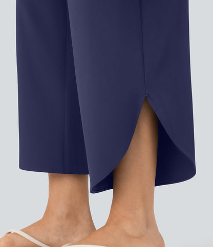 High Waisted Tummy Control Pocket Hem Quick Dry Pants
