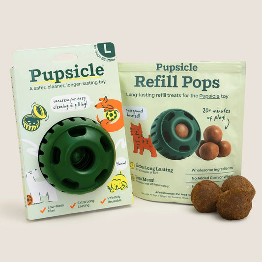 Green Pupsicle Toy + Pops Refill Combo