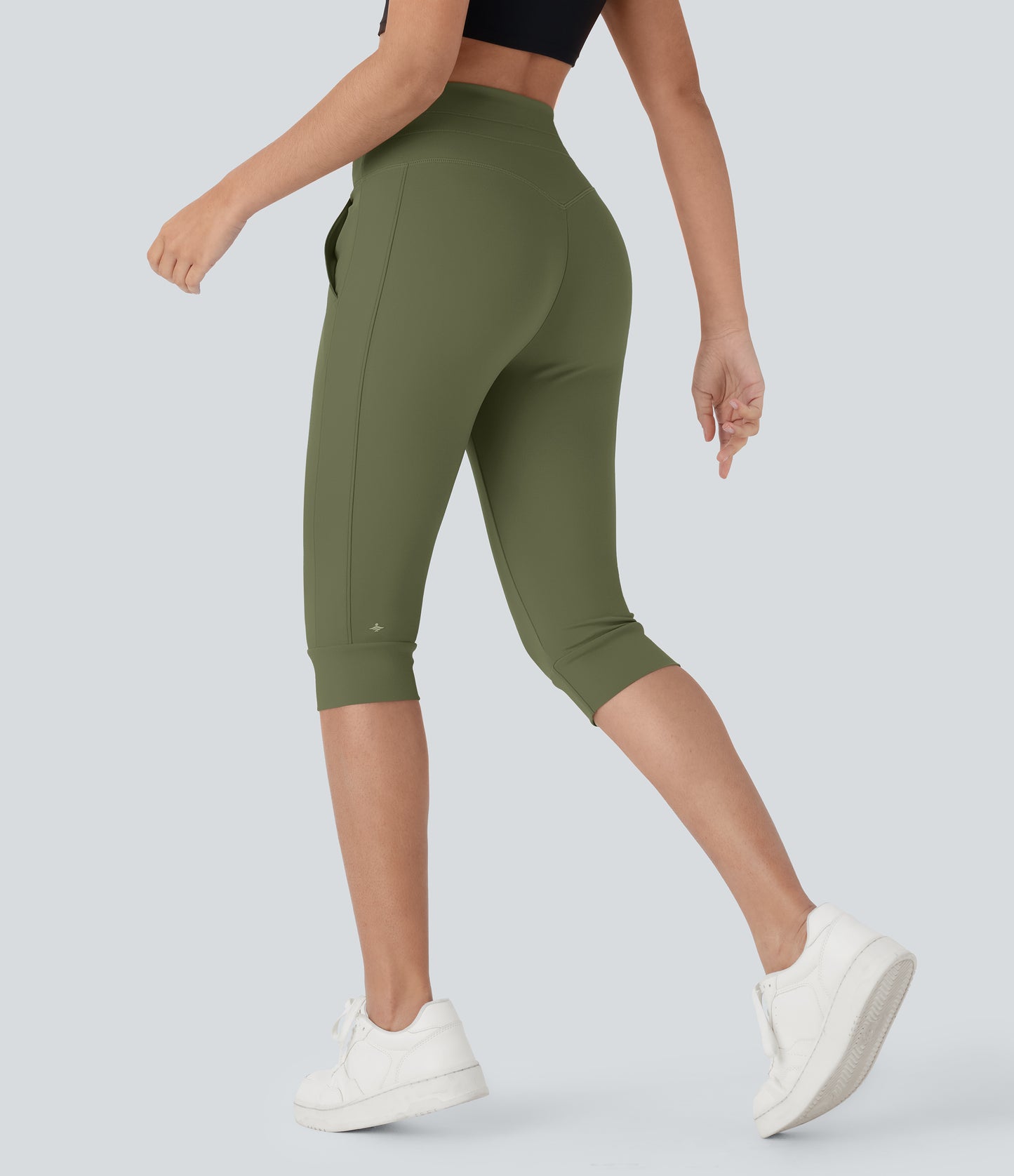 High Waisted Drawstring Pocket Yoga Pedal Pusher Joggers