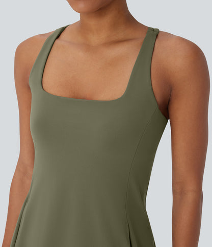 Cut Out Pocket 2-Piece Mini Yoga Active Dress