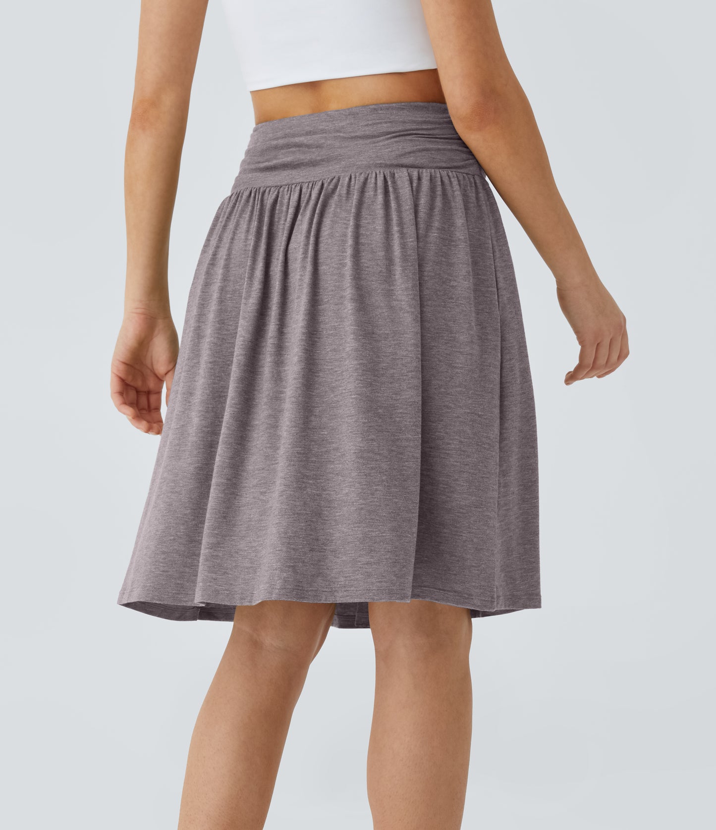High Waisted Ruched Pocket Flowy Skirt