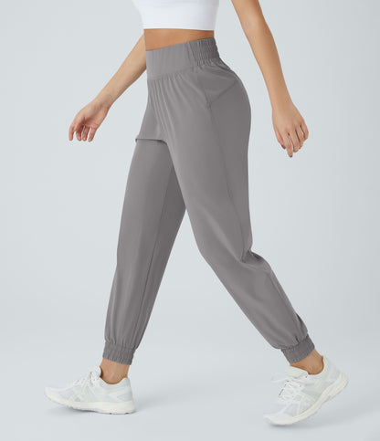 High Waisted Elastic Waistband Hiking Joggers