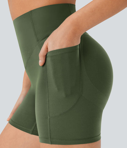 Høy midje, skrumpet rumpeløftende, magekontroll, formende sidelommer, treningsbiker-shorts 12,5 cm