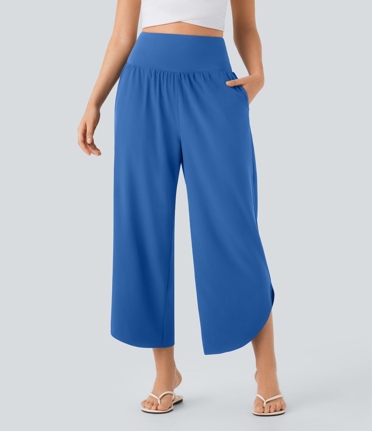 High Waisted Tummy Control Pocket Hem Quick Dry Pants
