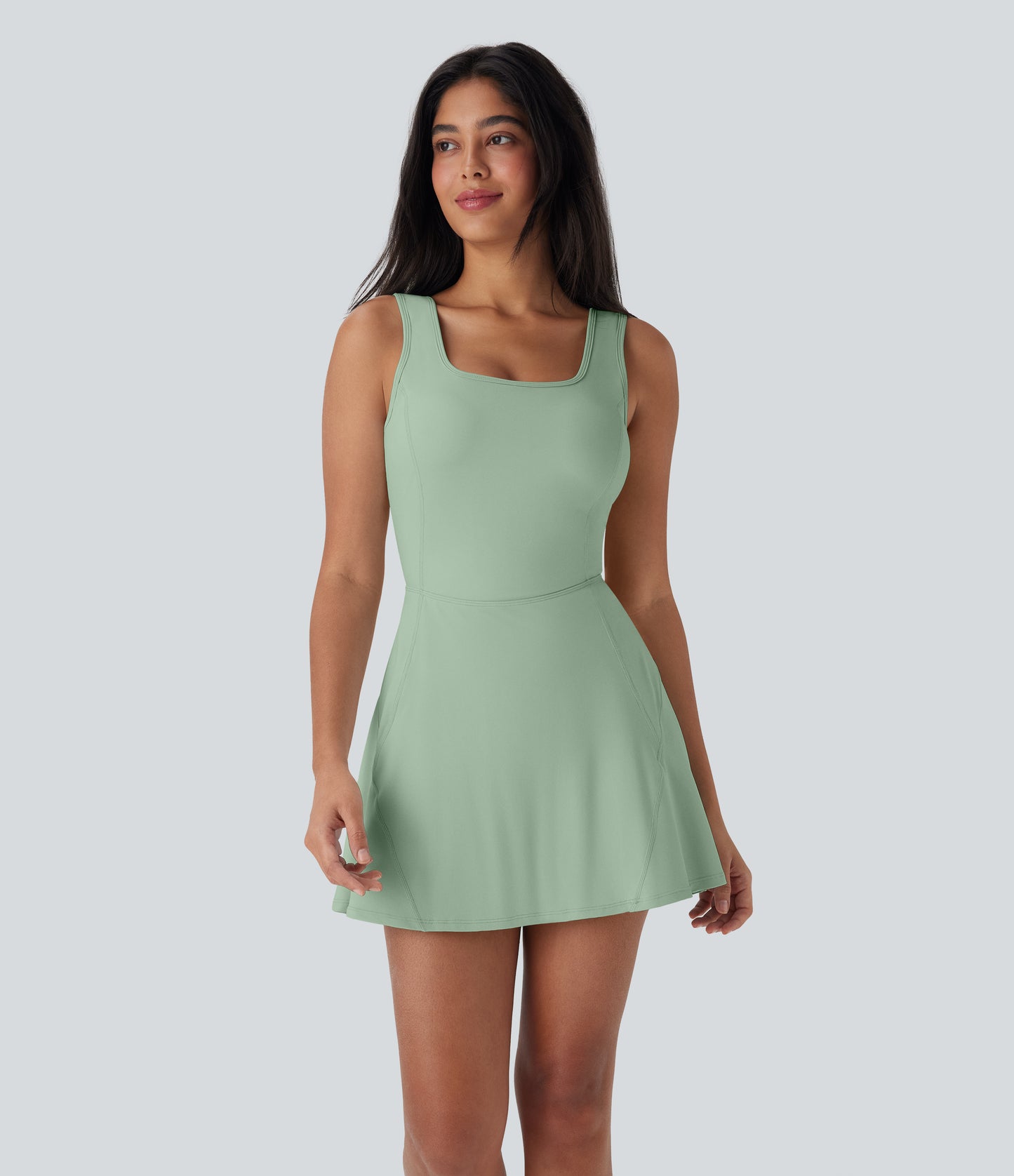 U Neck 2-in-1 Pocket Mini Cool Touch Dance Active Dress-Easy Peezy