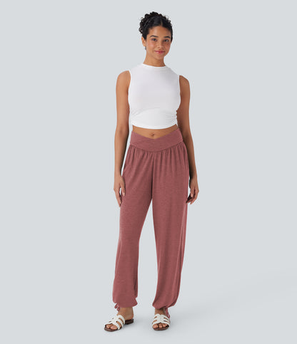 High Waisted Pocket Drawstring Casual Joggers