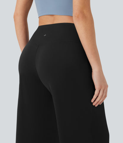 High Waisted Wide Leg Cool Touch Yoga Pedal Pusher Pants with Pockets