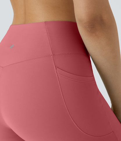 Høy midje, krysslommer i yoga-biker-shorts, 18 cm – UPF50+