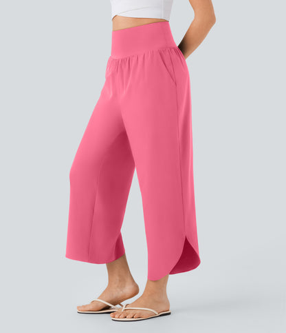 High Waisted Tummy Control Pocket Hem Quick Dry Pants
