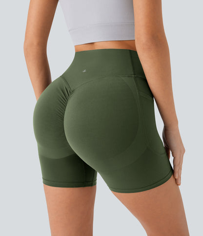 Høy midje, skrumpet rumpeløftende, magekontroll, formende sidelommer, treningsbiker-shorts 12,5 cm
