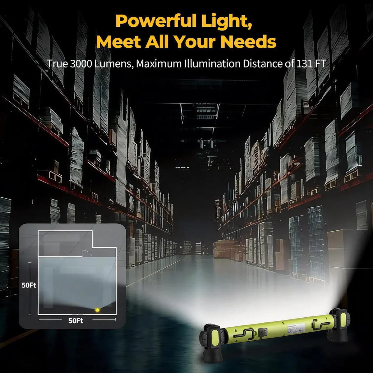 🛠️ 3000LM Cordless Under Hood Work Light Bar for Car Repair & Garage Use