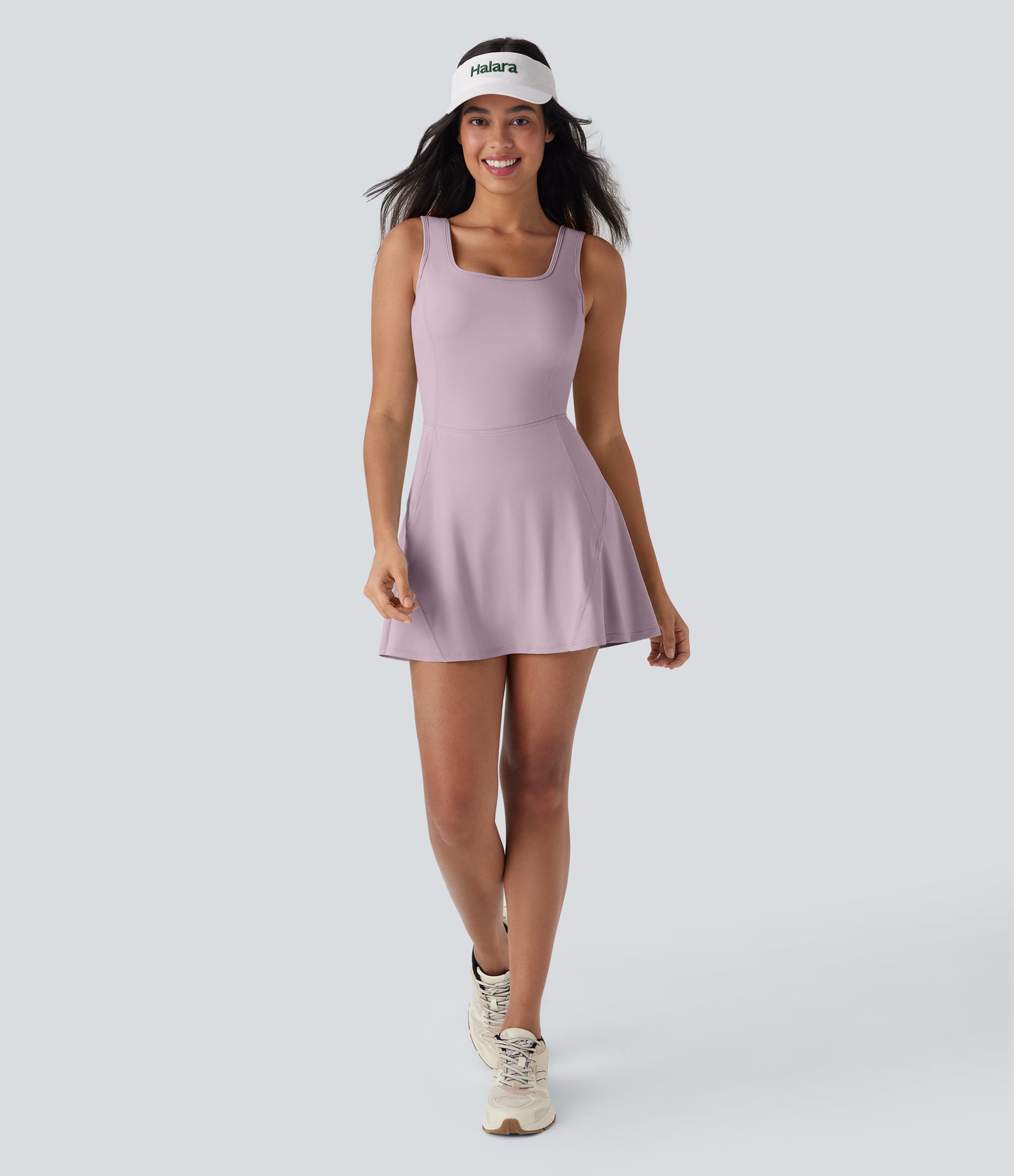 U Neck 2-in-1 Pocket Mini Cool Touch Dance Active Dress-Easy Peezy