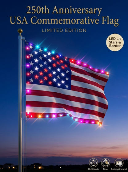 🦅 Illuminated 250th Anniversary USA Commemorative Flag - Premium LED Edition (3x5 Ft)