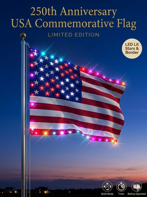 🦅 Illuminated 250th Anniversary USA Commemorative Flag - Premium LED Edition (3x5 Ft)