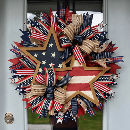 🎉250th Anniversary Patriotic Star Wreath – Handmade American Door Decor