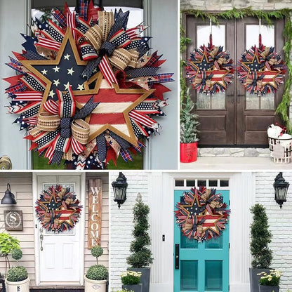 🎉250th Anniversary Patriotic Star Wreath – Handmade American Door Decor