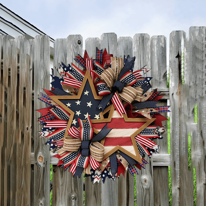 🎉250th Anniversary Patriotic Star Wreath – Handmade American Door Decor