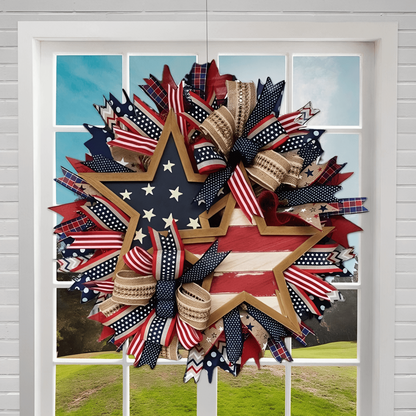 🎉250th Anniversary Patriotic Star Wreath – Handmade American Door Decor