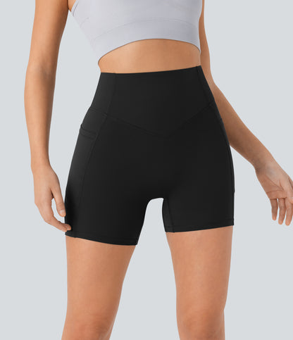 Høy midje, skrumpet rumpeløftende, magekontroll, formende sidelommer, treningsbiker-shorts 12,5 cm