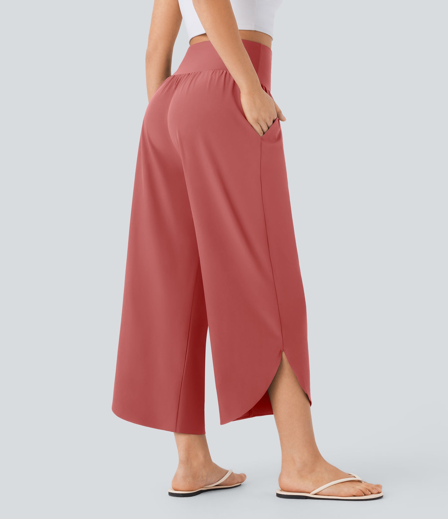 High Waisted Tummy Control Pocket Hem Quick Dry Pants