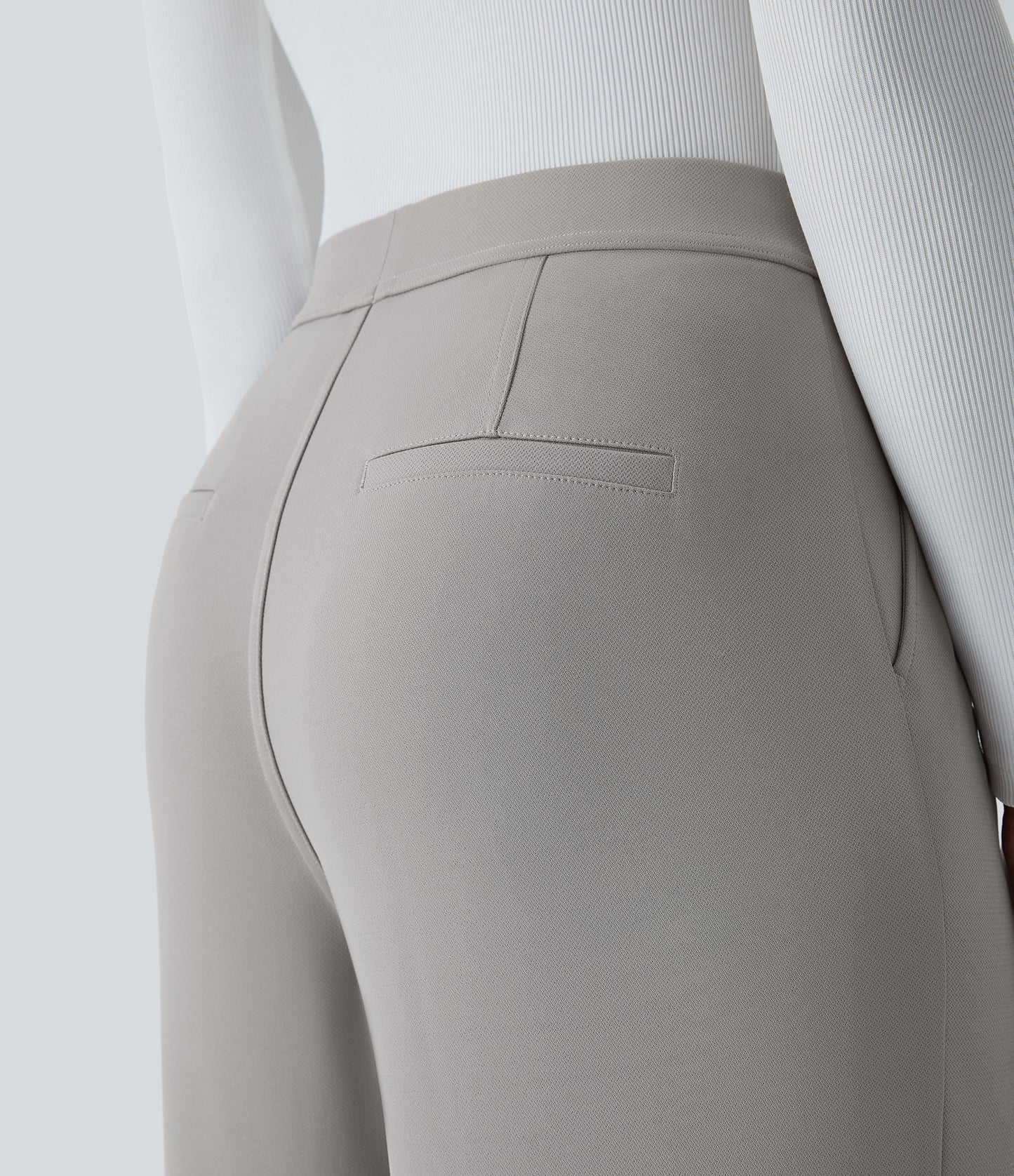 High Waisted Pocket Straight Leg Crepe Work Pants