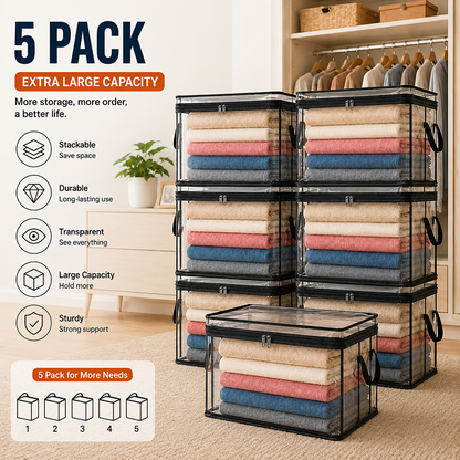 🔥Last Day 49% OFF📦Portable Large Heavy-Duty Thick Plastic Clear Storage Box with Hinged Lid | Home, Travel & Camping (Biodegradable materials)