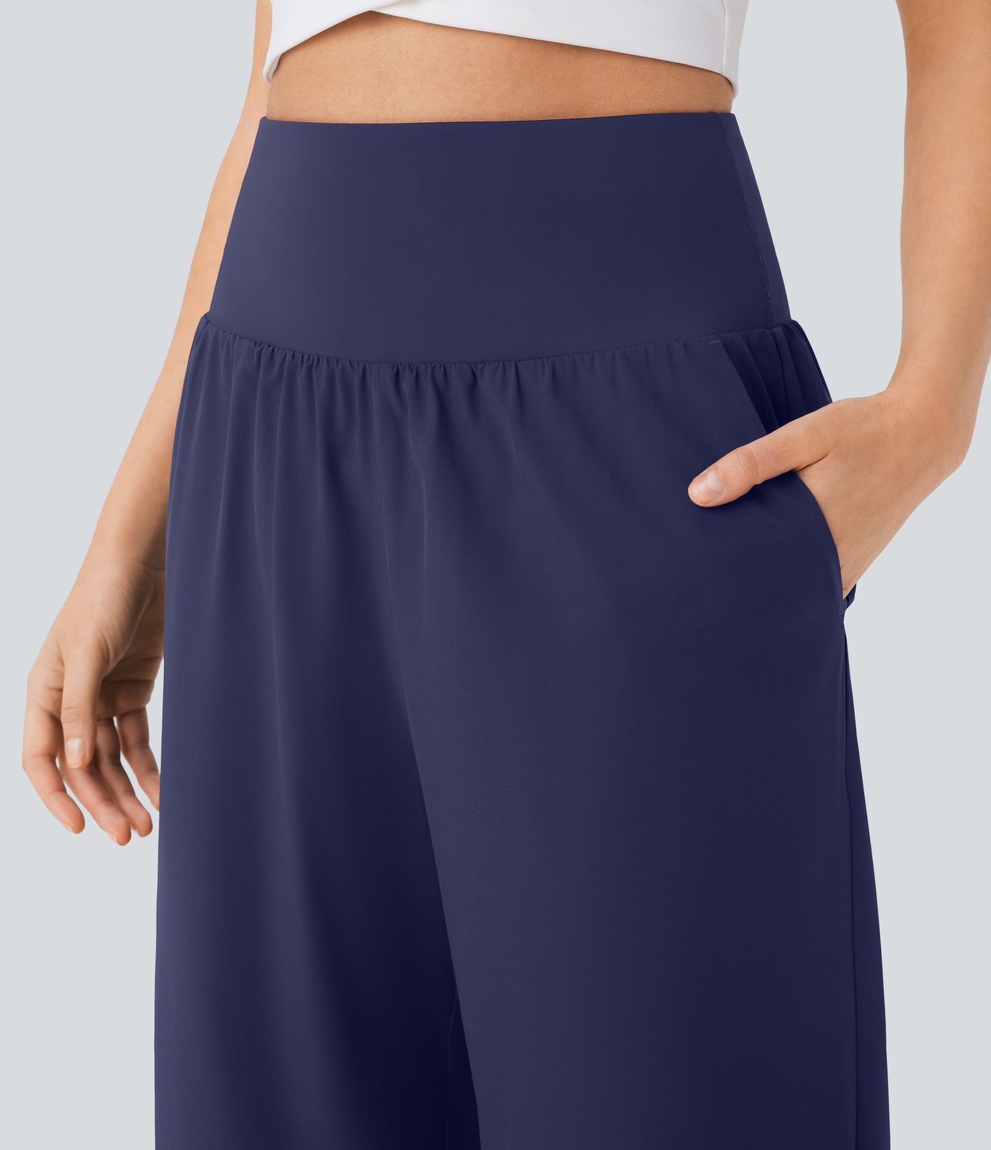 High Waisted Tummy Control Pocket Hem Quick Dry Pants