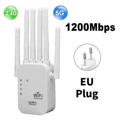 1200Mbps WiFi Range Extender – Dual-Band Coverage Boost with Stable Connectivity
