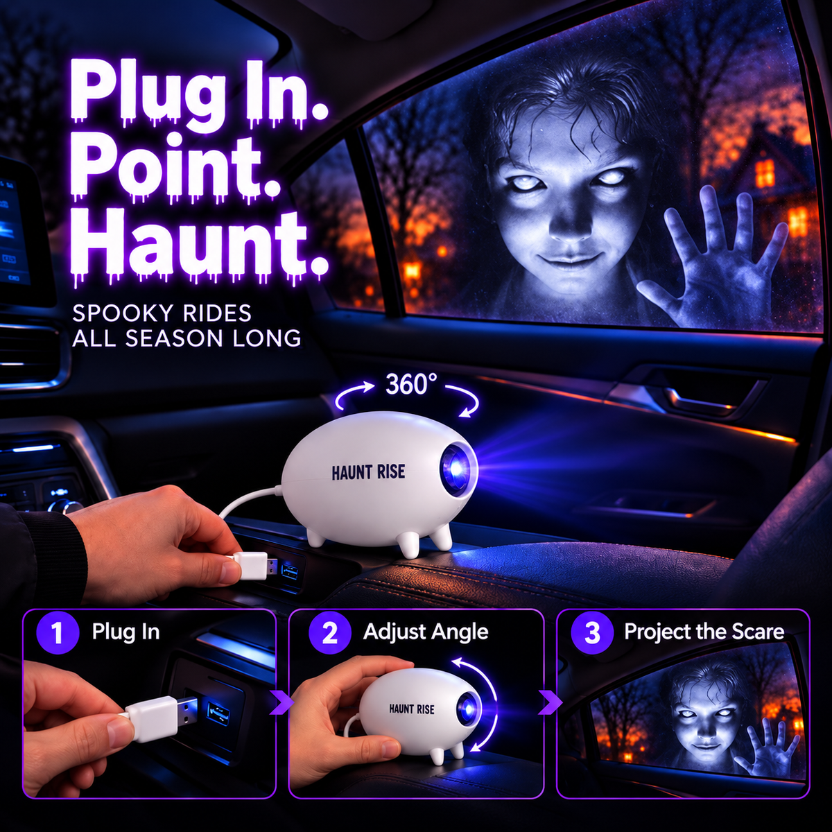 🏅100K+ Sold 🎃 Halloween Window Projector 👻 16 Spooky Films USB Powered Holiday Decor