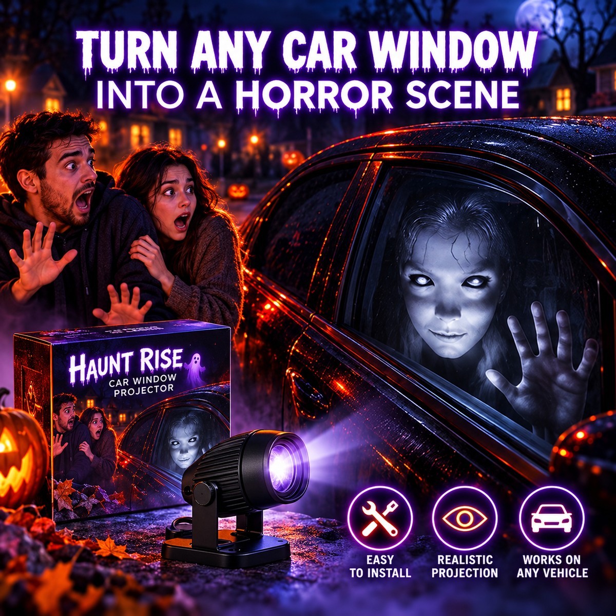 🏅100K+ Sold 🎃 Halloween Window Projector 👻 16 Spooky Films USB Powered Holiday Decor