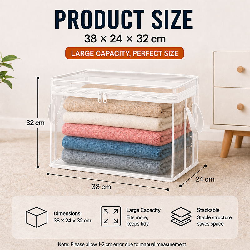 🔥Last Day 49% OFF📦Portable Large Heavy-Duty Thick Plastic Clear Storage Box with Hinged Lid | Home, Travel & Camping (Biodegradable materials)