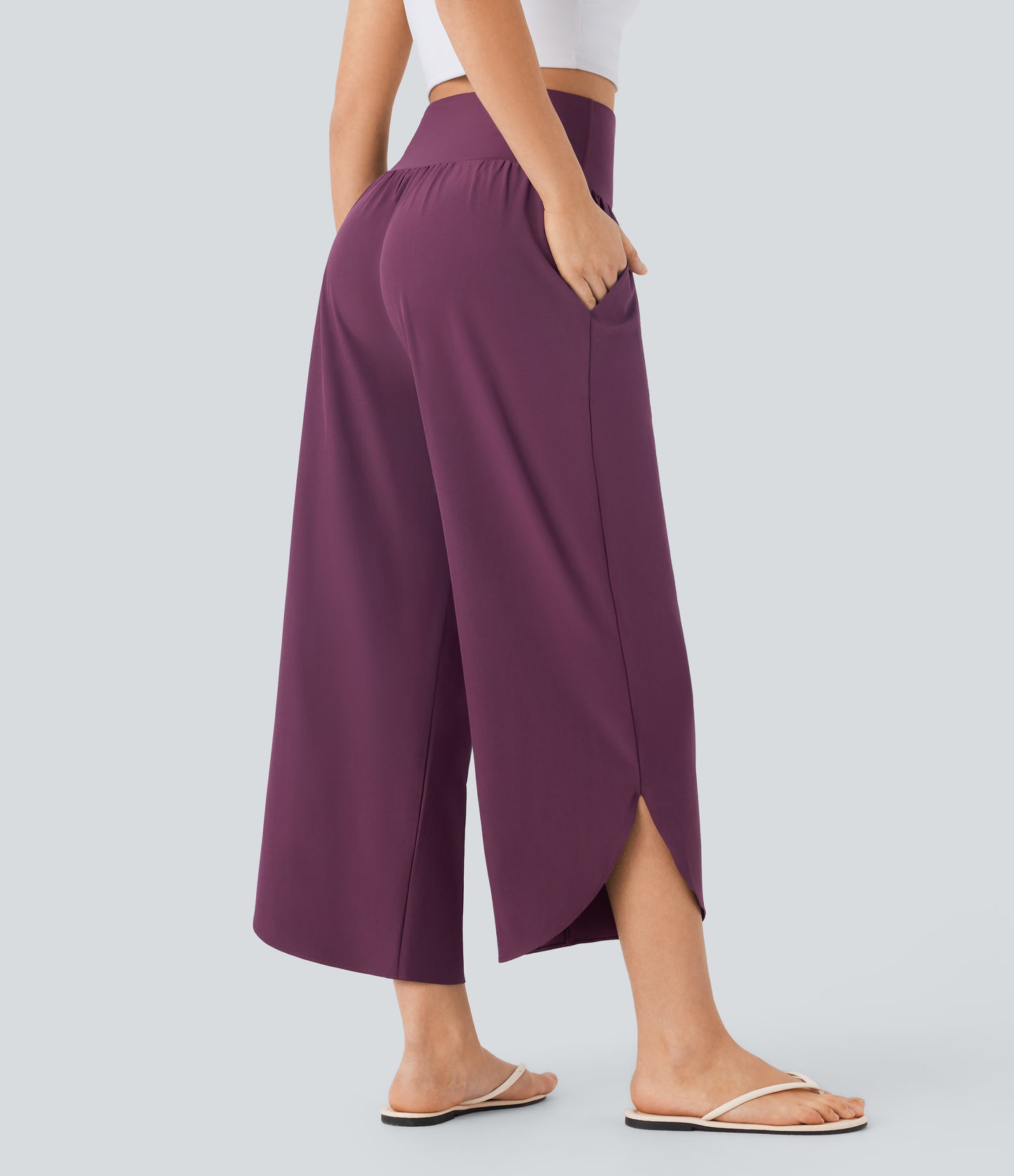 High Waisted Tummy Control Pocket Hem Quick Dry Pants