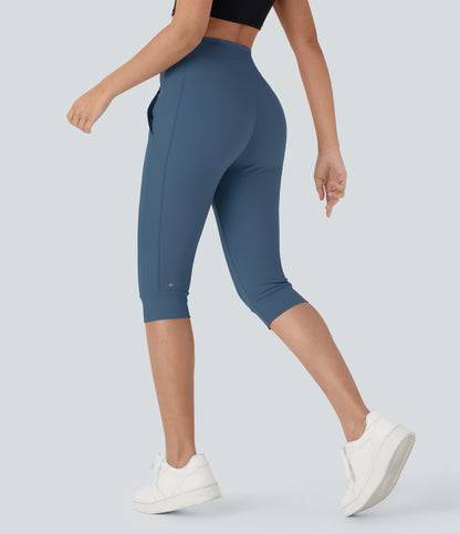 High Waisted Drawstring Pocket Yoga Pedal Pusher Joggers
