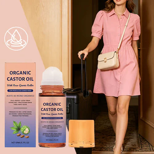 🔥Last Day Promotion🔥Organic Golden Castor Oil Roll-On with Rose Quartz