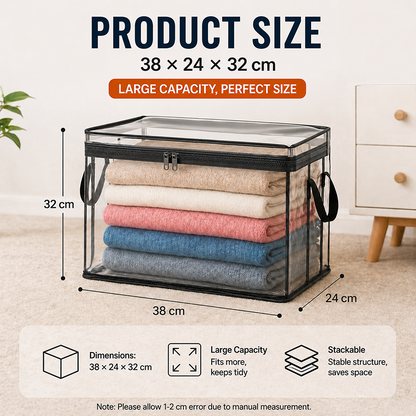🔥Last Day 49% OFF📦Portable Large Heavy-Duty Thick Plastic Clear Storage Box with Hinged Lid | Home, Travel & Camping (Biodegradable materials)